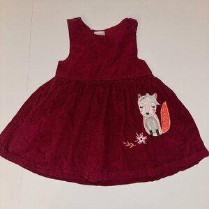 Nannette Kids Girls Size 2T Corduroy Jumper Dress brick red APPLIQUED FOX